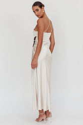 Tarly Lace Waist One-Shoulder Maxi Dress Champagne